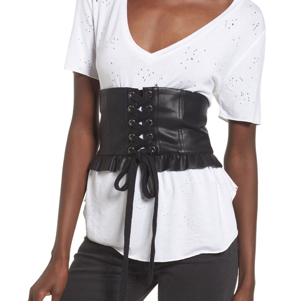 J.O.A. Black Waist Leather Corset